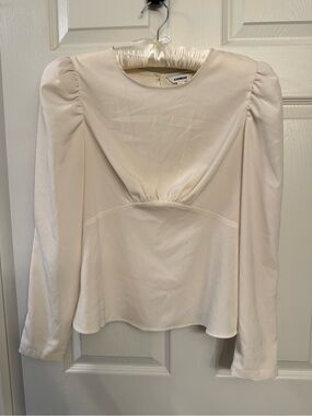 Express Cream Puff-Shoulder Long Sleeve Blouse